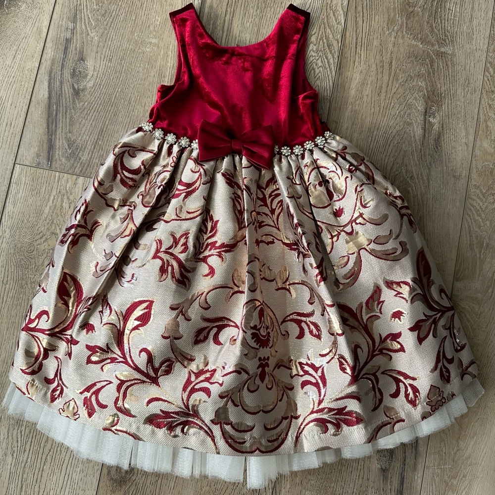 Girls red/gold holiday dress